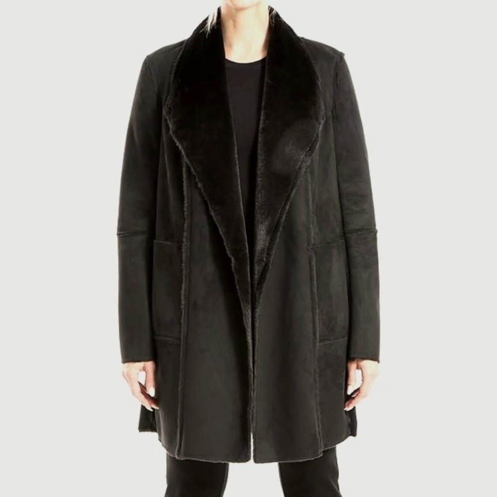 MAX STUDIO | Luxurious Faux Suede and Faux Fur Lined Coat | NWT